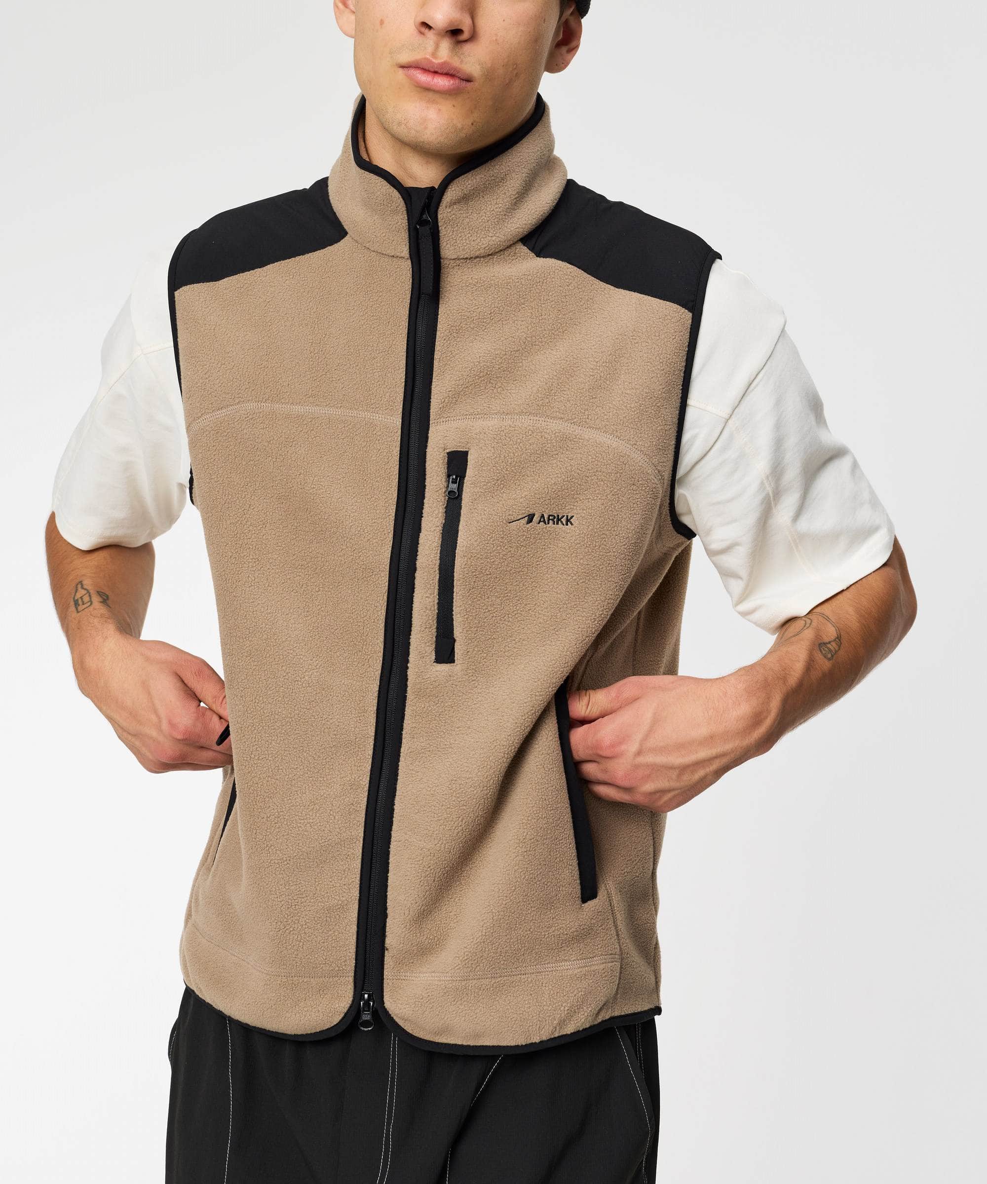 ARKK Apparel Elda Fleece Vest | Taupe Vest