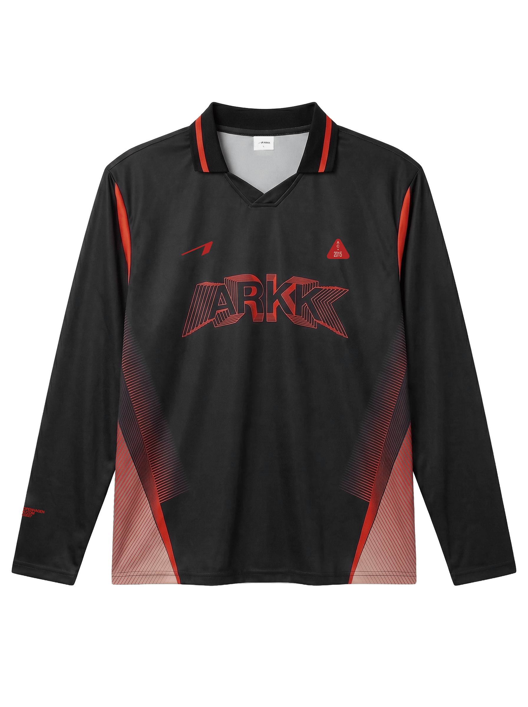 ARKK Apparel Football Shirt LS | Black Red T-Shirt