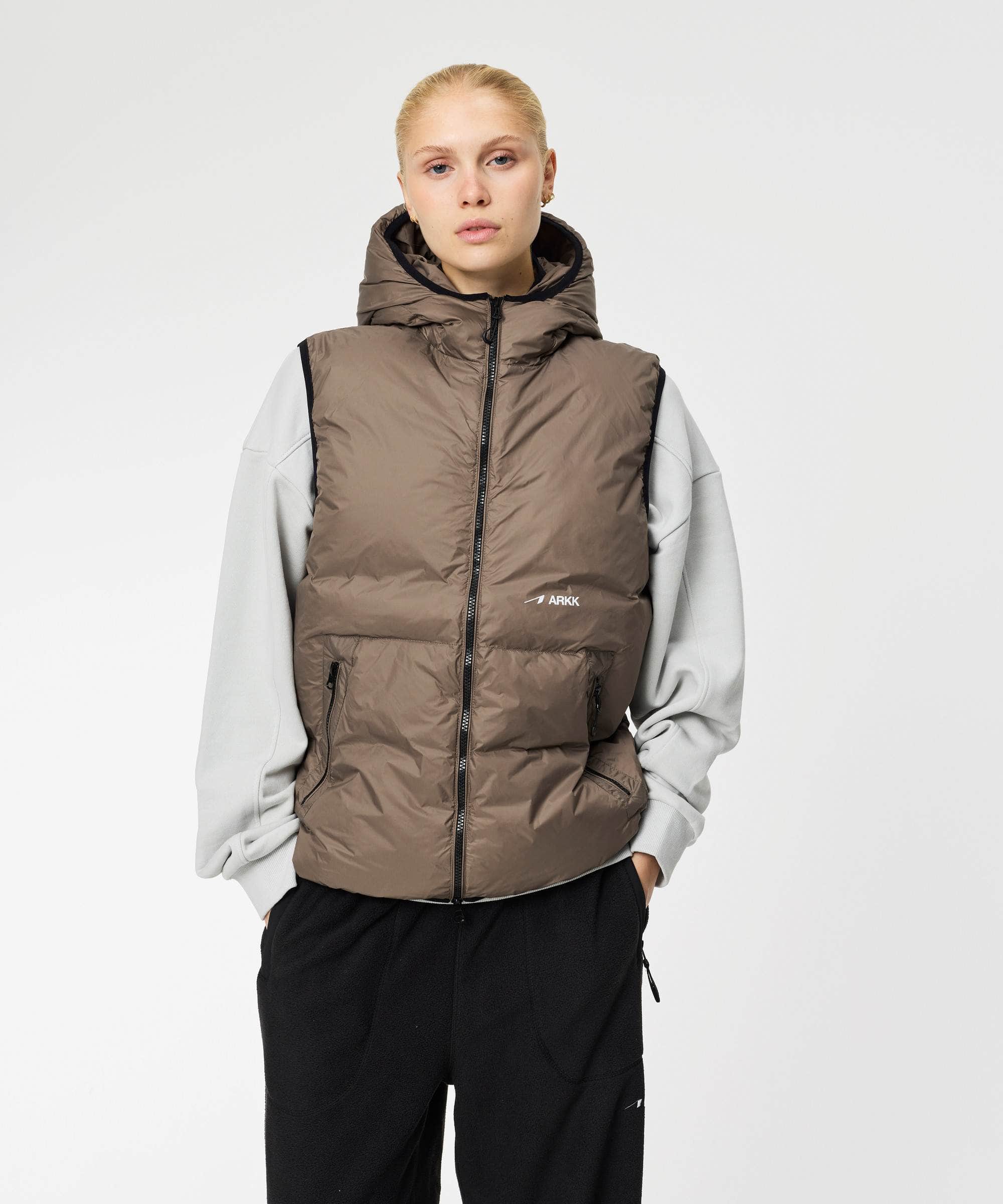 ARKK Apparel Insulated Hooded Vest | Brown Vest
