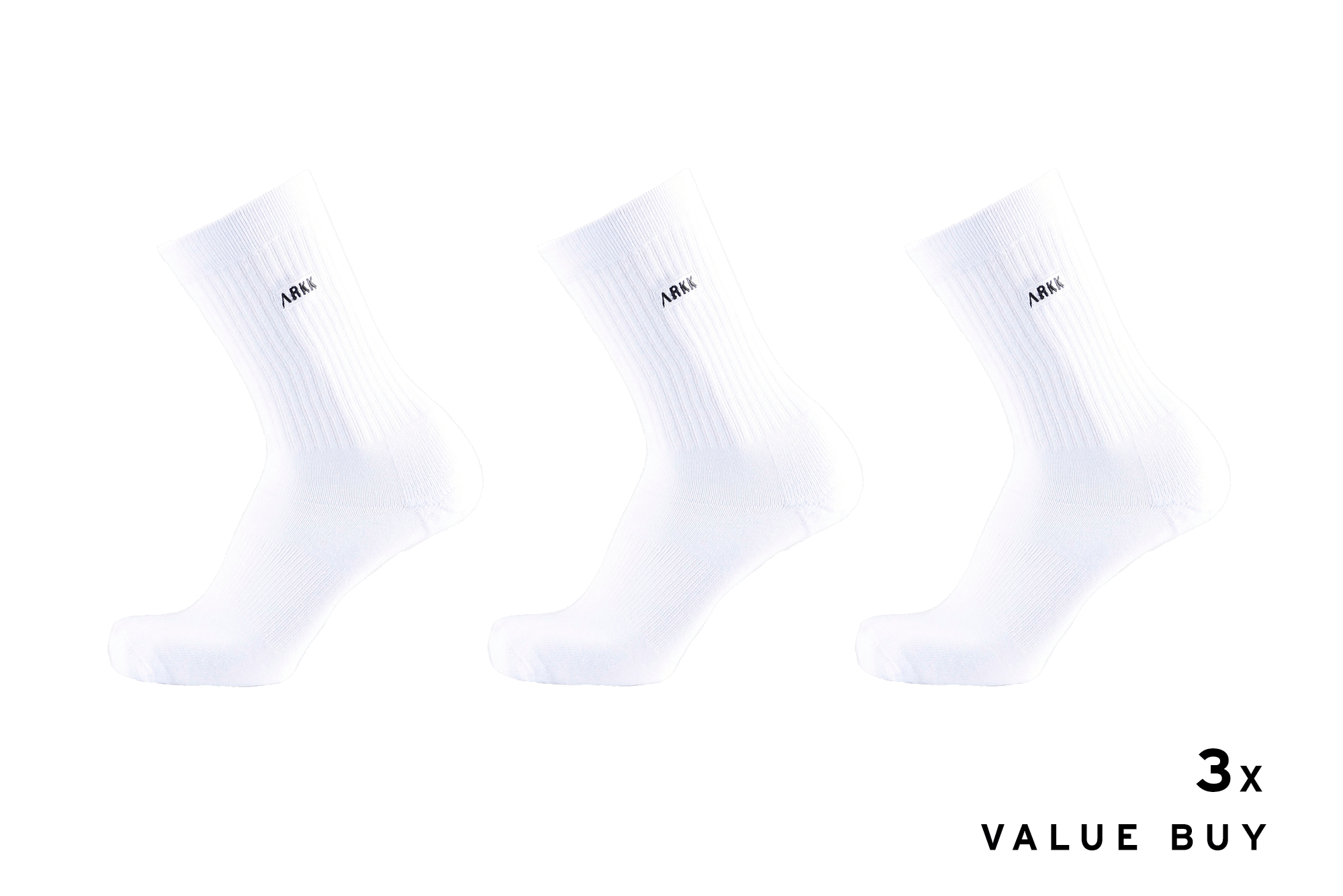 ARKK Accessories The High Sock - Standard White Black - 3pack Socks
